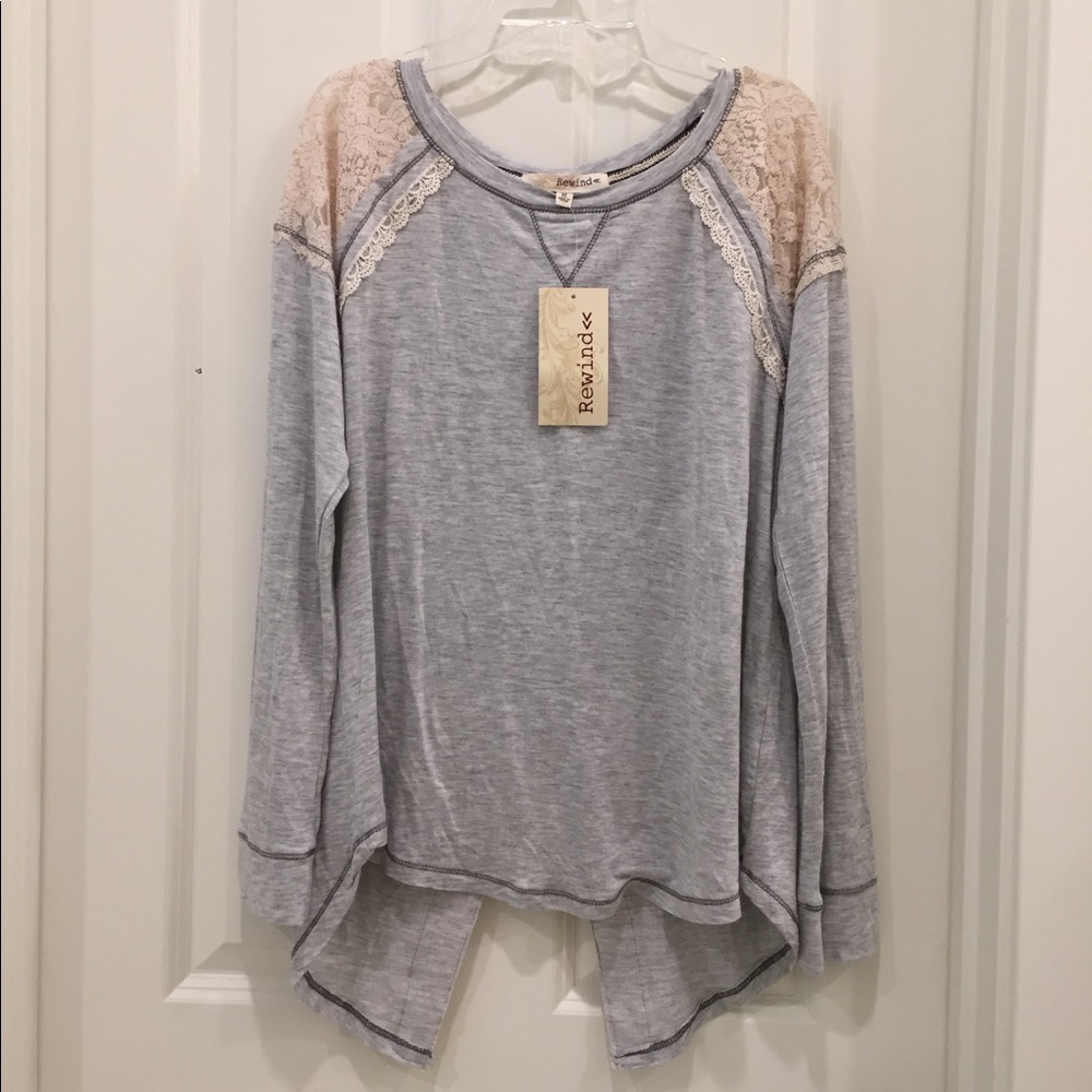New W/Tag Rewind Lace Shirt Top SZ M